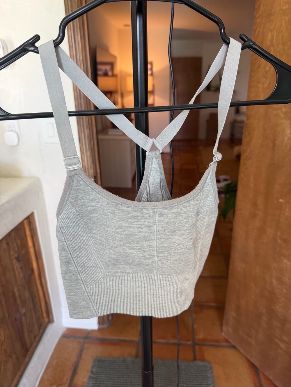 all in motion Light Gray Ribbed Seamless Racerback Crop Tank